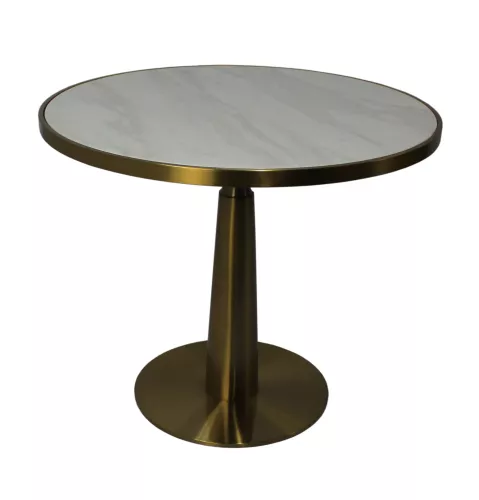 Dining Table Gold Faux Marble Black 81x81x74cm