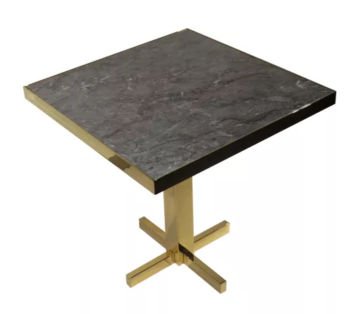 Dining Table Gold Faux Marble Black 76x76x76cm