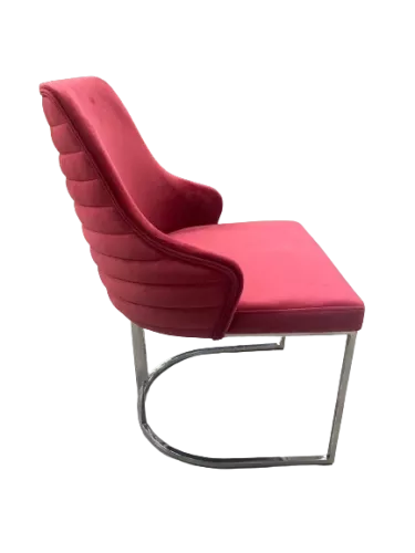 Hazenkamp Orchide arm dining chair Pink with silver legs (201710)