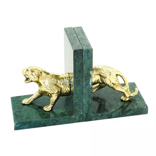 Tiger - Green Marble - Bookend